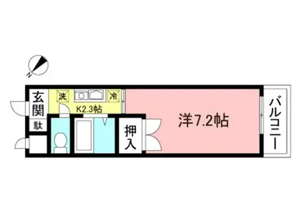 サンライズヒル(1K/2階)の間取り写真