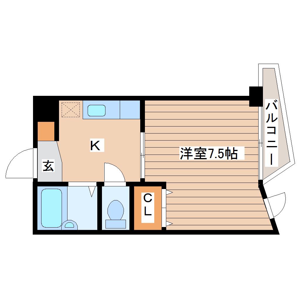 旭コンフォート越路(1K/4階)の間取り写真