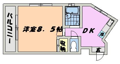 Kハイツ(1DK/3階)の間取り写真
