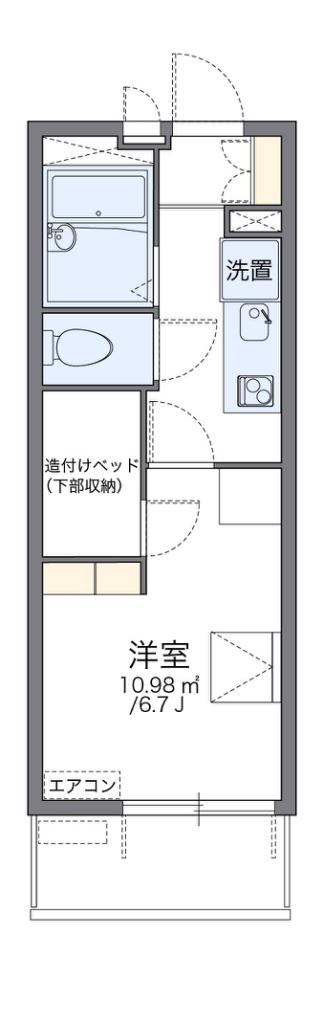 レオパレスハルカ(1K/2階)の間取り写真
