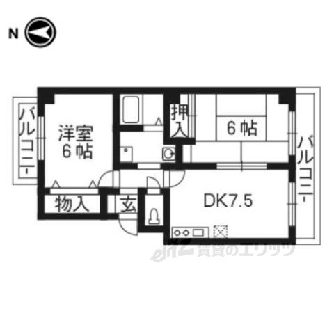 バーベナ光台I(2DK/2階)の間取り写真