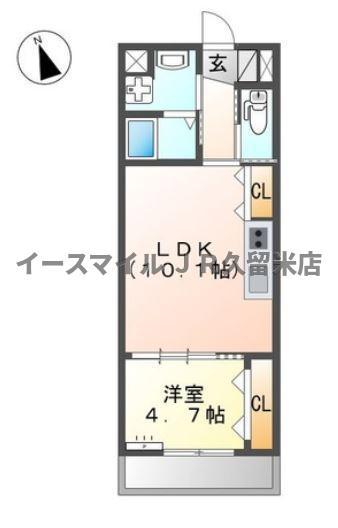 パルティール・フェンテ(1LDK/2階)の間取り写真