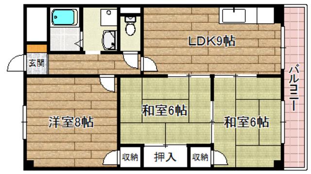 バーンフリート真上(3LDK/2階)の間取り写真