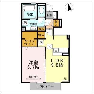 パストラル A(1LDK/1階)の間取り写真