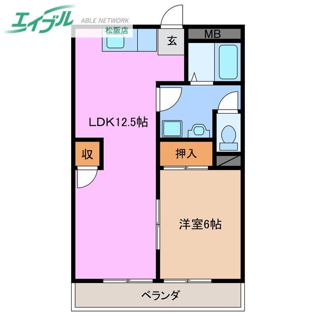グリーンフォート(1LDK/1階)の間取り写真