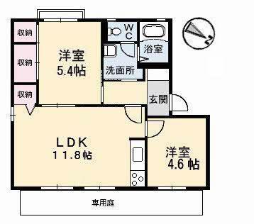 グレースプラザ早島(2LDK/1階)の間取り写真