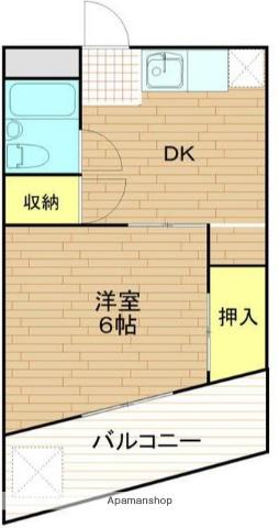 ジュネス旭(1DK/2階)の間取り写真