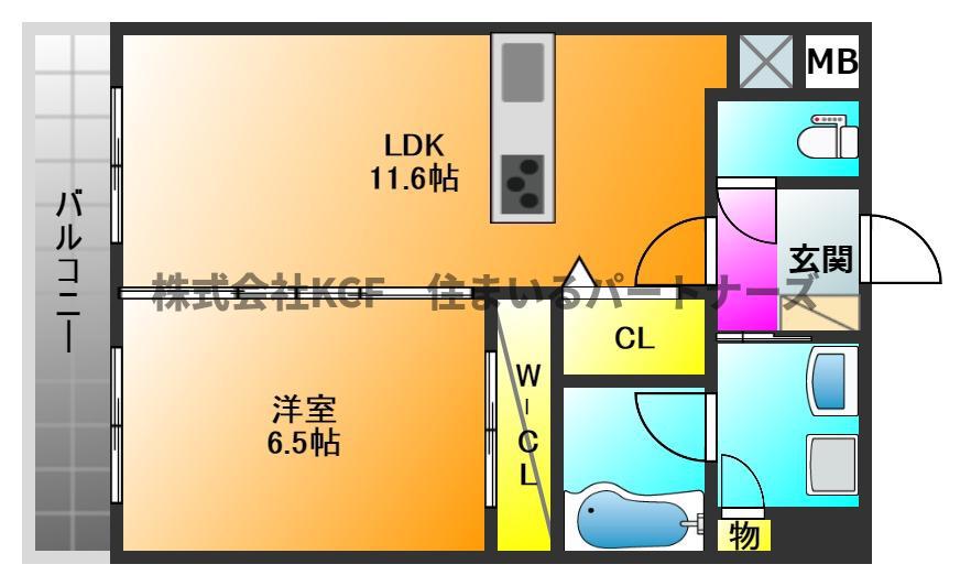 フェリス久留米シティ(1LDK/7階)の間取り写真