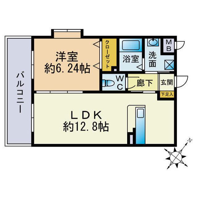 メゾンシャルルドゥ(1LDK/2階)の間取り写真