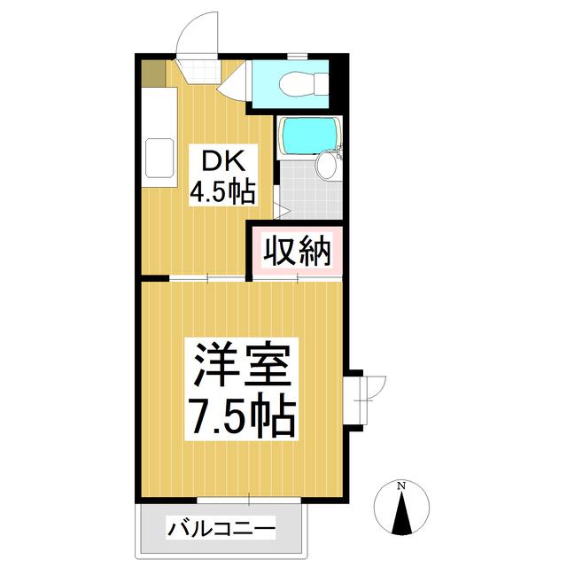 レーベン海野(1DK/2階)の間取り写真