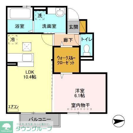 エスペランサII(1LDK/1階)の間取り写真