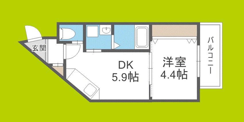KORE・YIELD千里丘(1DK/1階)の間取り写真