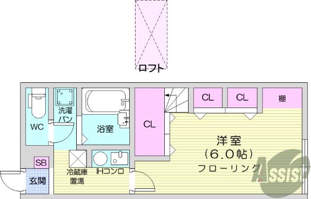 パークハイムⅤ(1K/2階)の間取り写真