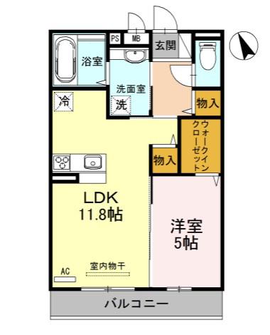 THE RESIDENCE 姫路神屋町(1LDK/2階)の間取り写真