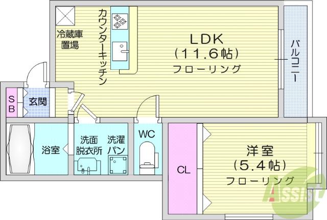 ゴールデンハイツ(1LDK/2階)の間取り写真