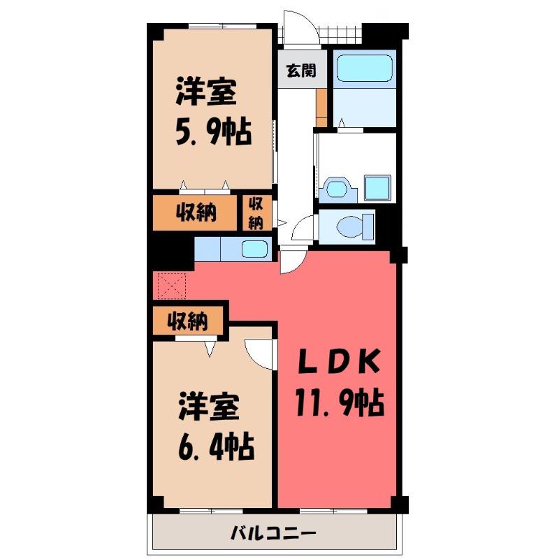 アメニティパレス(2LDK/1階)の間取り写真