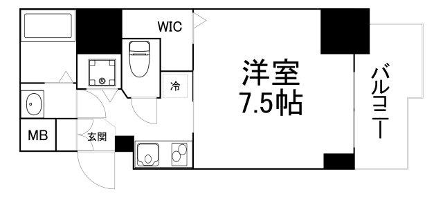 S-RESIDENCE谷町五丁目(1K/5階)の間取り写真