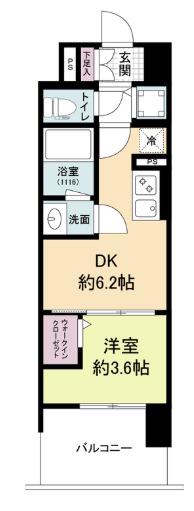 リヴェント難波サウス(1DK/10階)の間取り写真