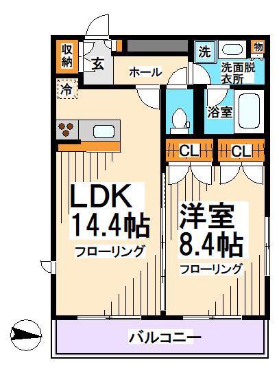 ガーデン千歳船橋(1LDK/1階)の間取り写真