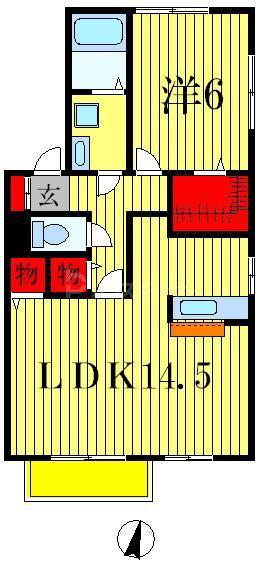 セブンオークスA・B・C・D・E・F・G(1LDK/1階)の間取り写真
