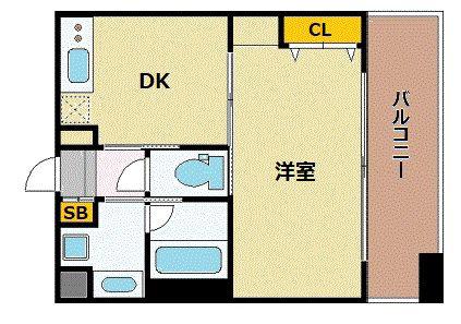 プレジール三ノ宮(1DK/7階)の間取り写真