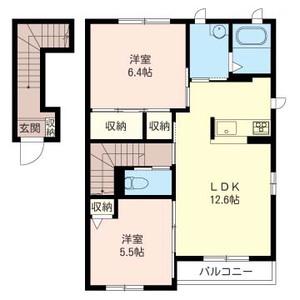 ディアコート優(2LDK/2階)の間取り写真