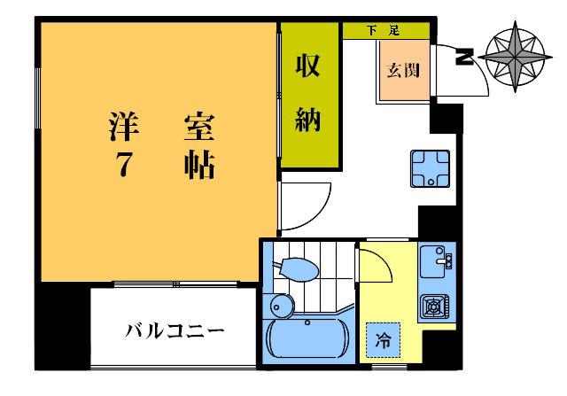 亀田ビル(1K/4階)の間取り写真
