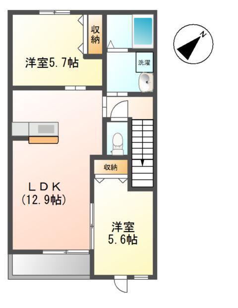 アリエッタ(2LDK/2階)の間取り写真
