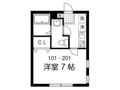 パインコート-松原4丁目-(1K/2階)の間取り写真