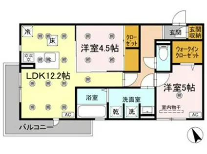 ＪＲ予讃線 今治駅 徒歩23分 3階建 築1年(2LDK/1階)の間取り写真