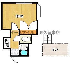 プライマリー野中町(1K/1階)の間取り写真