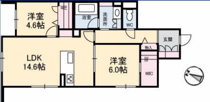 ピアヌーラ東雲(2LDK/1階)の間取り写真