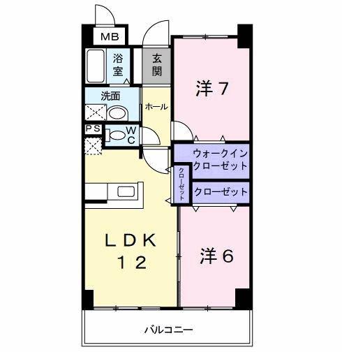 ハイエストクレディア(2LDK/2階)の間取り写真
