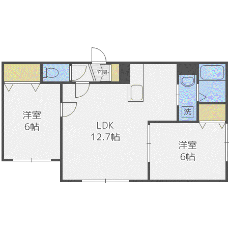 ハピネス西宮の沢(2LDK/1階)の間取り写真
