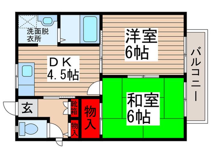 グリーンコート南柏(2DK/2階)の間取り写真