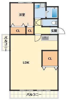 ＪＲ和歌山線 岩出駅 徒歩54分 9階建 築35年(1LDK/4階)の間取り写真