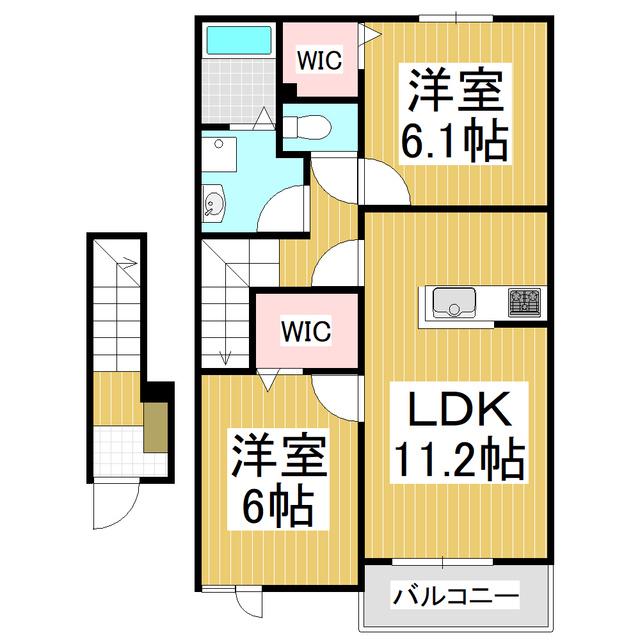 銀河星B(2LDK/2階)の間取り写真
