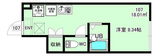 コートハウス桜川(ワンルーム/1階)の間取り写真