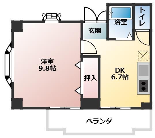 ユトリロ西松山(1DK/3階)の間取り写真