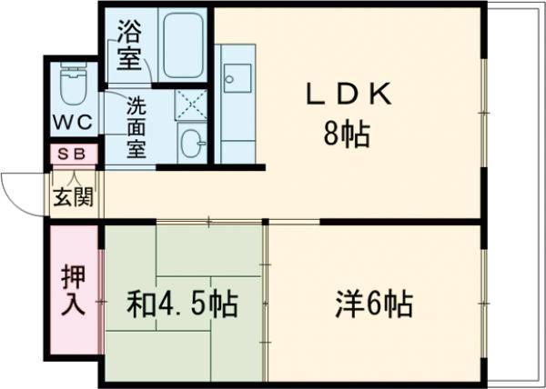 フェニックスハイツ山手(2LDK/4階)の間取り写真