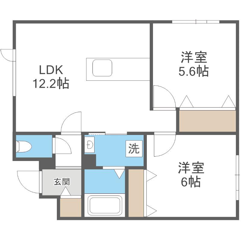 EIE月寒西(2LDK/4階)の間取り写真