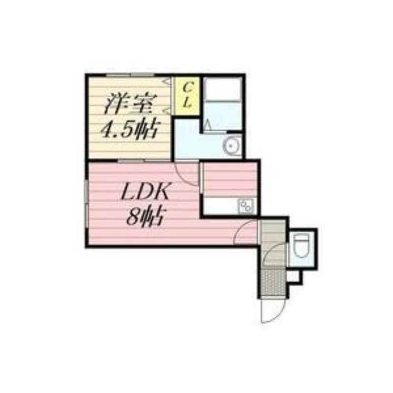 ヒールコート(1LDK/2階)の間取り写真