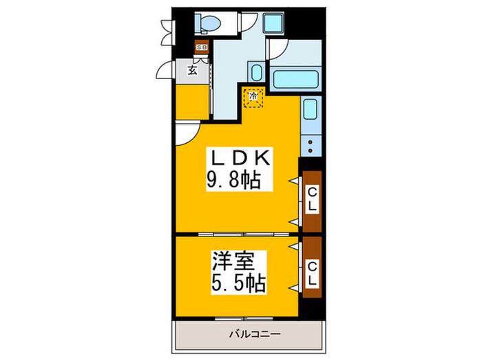 SHINSAIBASHI 1921(1LDK/8階)の間取り写真