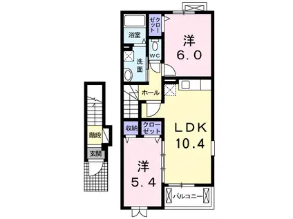 イーストエレガンスA(2LDK/2階)の間取り写真