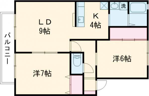 サンガーデン茜ヶ丘(2LDK/2階)の間取り写真