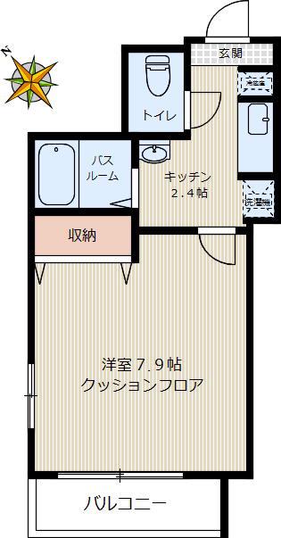 エフローザ小石川(1K/2階)の間取り写真