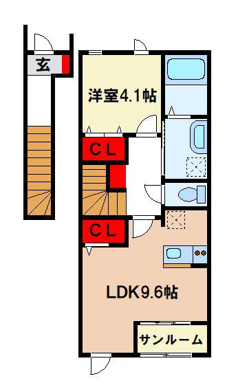 コンフォルト・C(1LDK/2階)の間取り写真