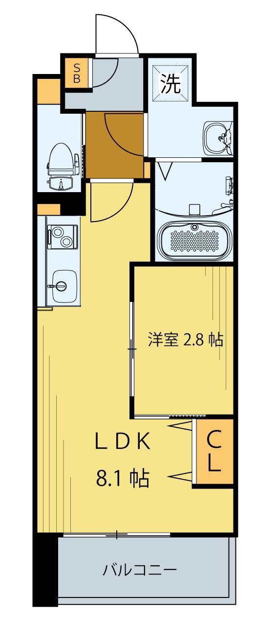 シェルグランデ原町本通(1LDK/4階)の間取り写真