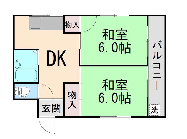 ハイム灘北(2DK/3階)の間取り写真