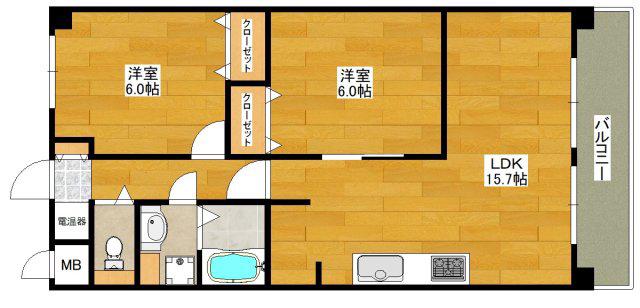パルムハウス江坂(2LDK/8階)の間取り写真